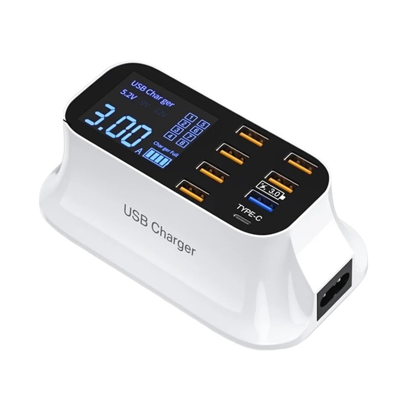Stazione Di Ricarica Rapida Da Tavolo Intelligente Multi USB 8 Porte 75 W Con Display A LED Tipo C PD Tecnologia Ricarica Rapida Sicura(40W 7A1C)