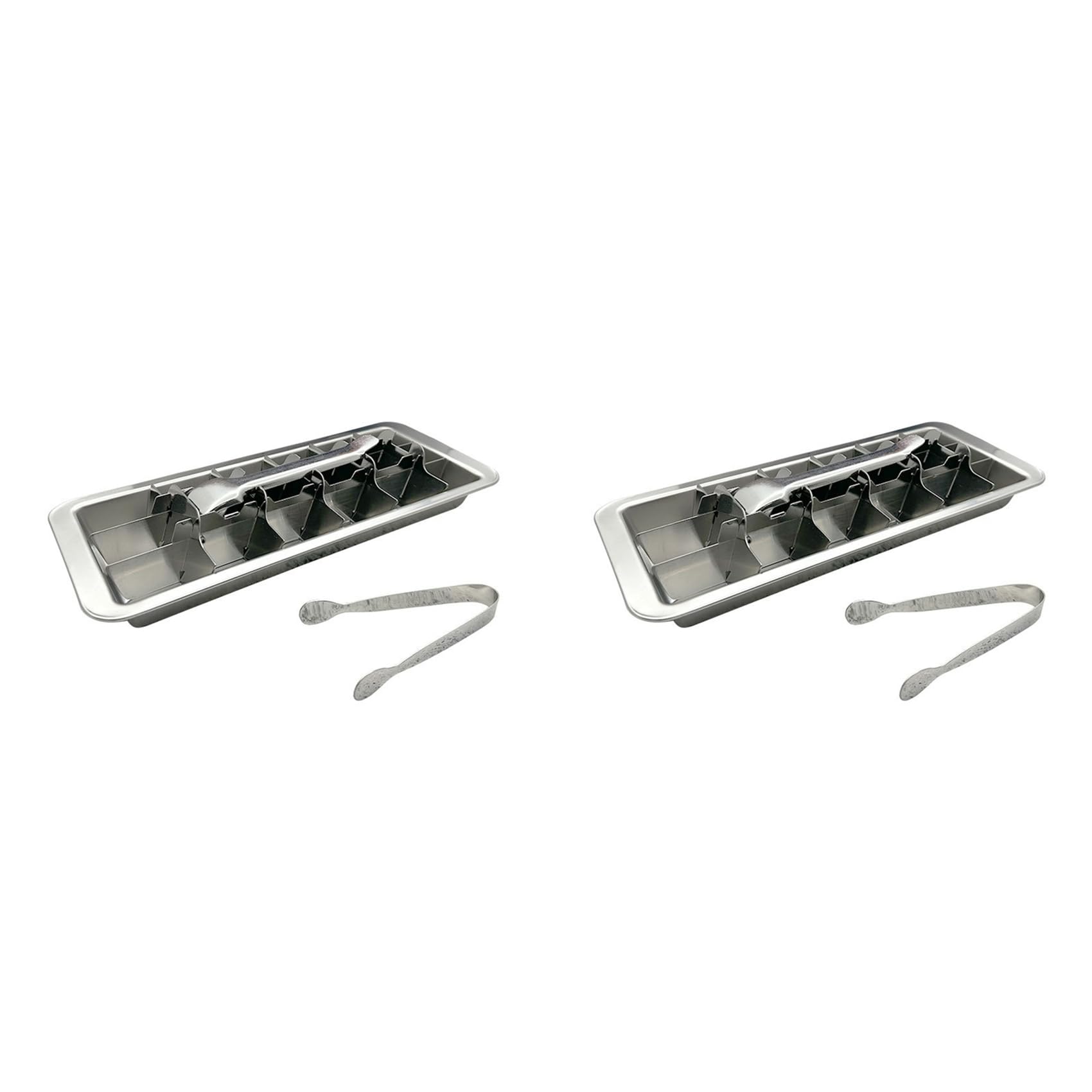 Hndhbfgrt 2X Stainless Steel Ice Tray Food-Grade Metal Ice Mold for Whiskey and Cocktails Fast Freeze and Easy Twist Release