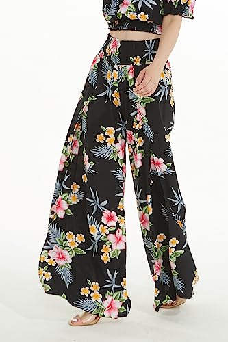 Lady High Slit Wide Leg Pants in Hibiscus4
