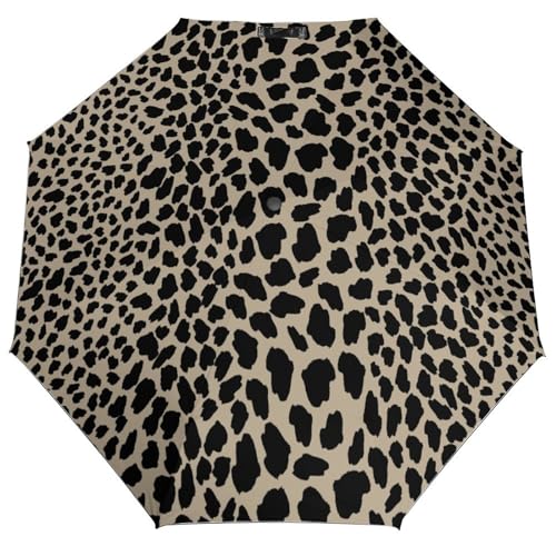 Parapluie résistant au vent et facile à plier avec sa toile marron léopard