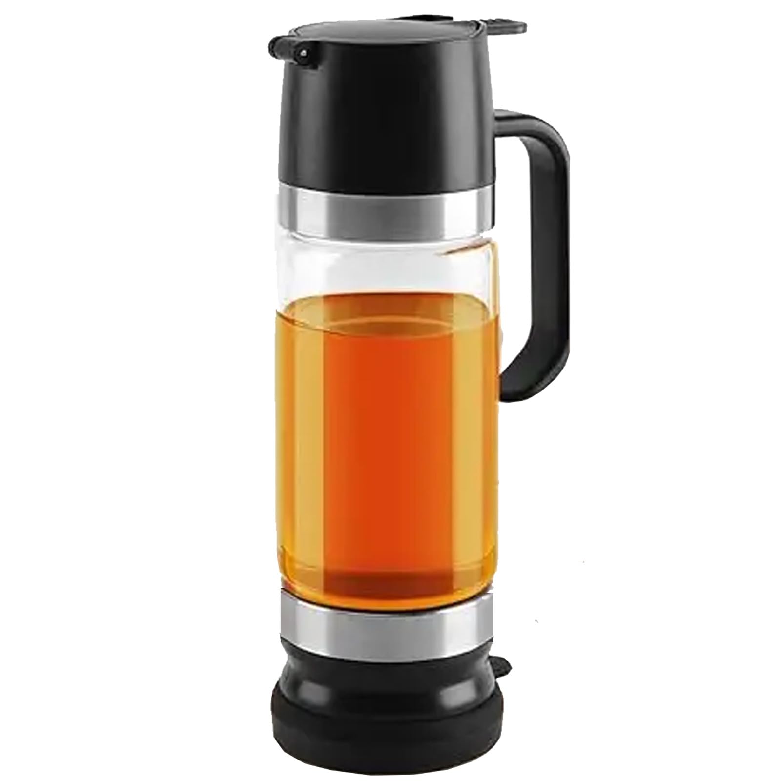 Dosatore Miele 350ml,Dispenser Miele In Vetro Antigoccia Con Etichetta,Barattolo Per Miele Con Con Rimovibile Coperchio Superiore E Inferiore, Per Miele Sciroppo Caffè E Altri Liquidi Per Dessert,Nero