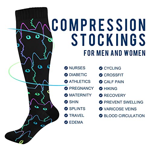 Wusikd Milk Cow Compression Socks for Women and Men Circulation Flowers Long Socks for Athletic Running 24