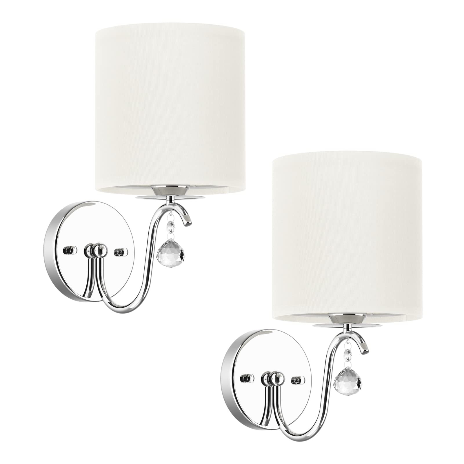 Snapklik.com : Wall Sconce Set Of 2 White Fabric Shade Wall Sconce ...