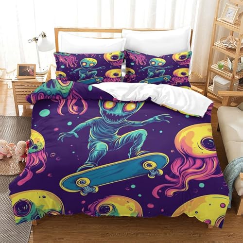 Housse de couette anti-tache extraterrestre microfibre 260x220