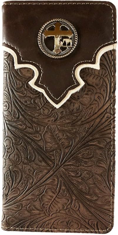 Cross Praying Cowboy Men Wallet Western Bifold Check Book Style W089-30 Brown