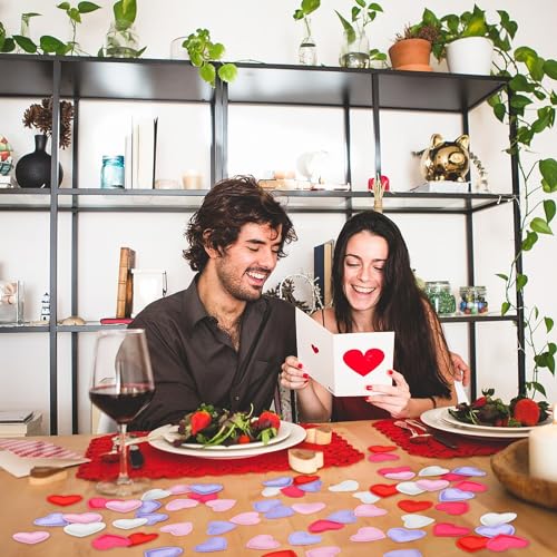 Image of 200 Pieces 1.4 Inch Love Heart Confetti 3D Sponge Petals Table Decorations - Red, Pink, Rose Red, Purple, White Scatter for Valentine's Day, Wedding, Anniversaries, Engagement Party Favors