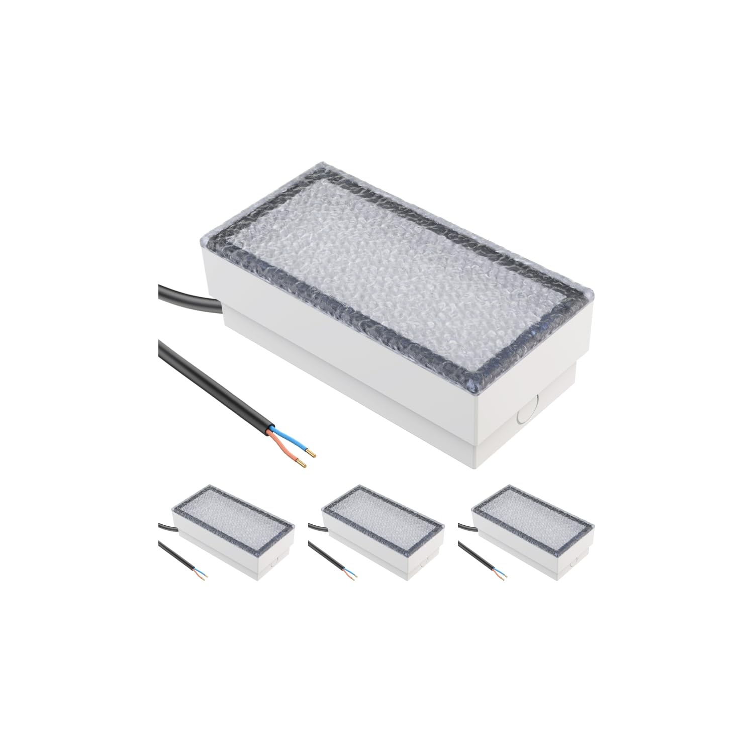 ledscom.de 4x LED pavimentazione pietra terra luce da incasso CUS per esterni, IP67, angolare, 20 x 10cm, 2,8 W, 251lm, bianco caldo