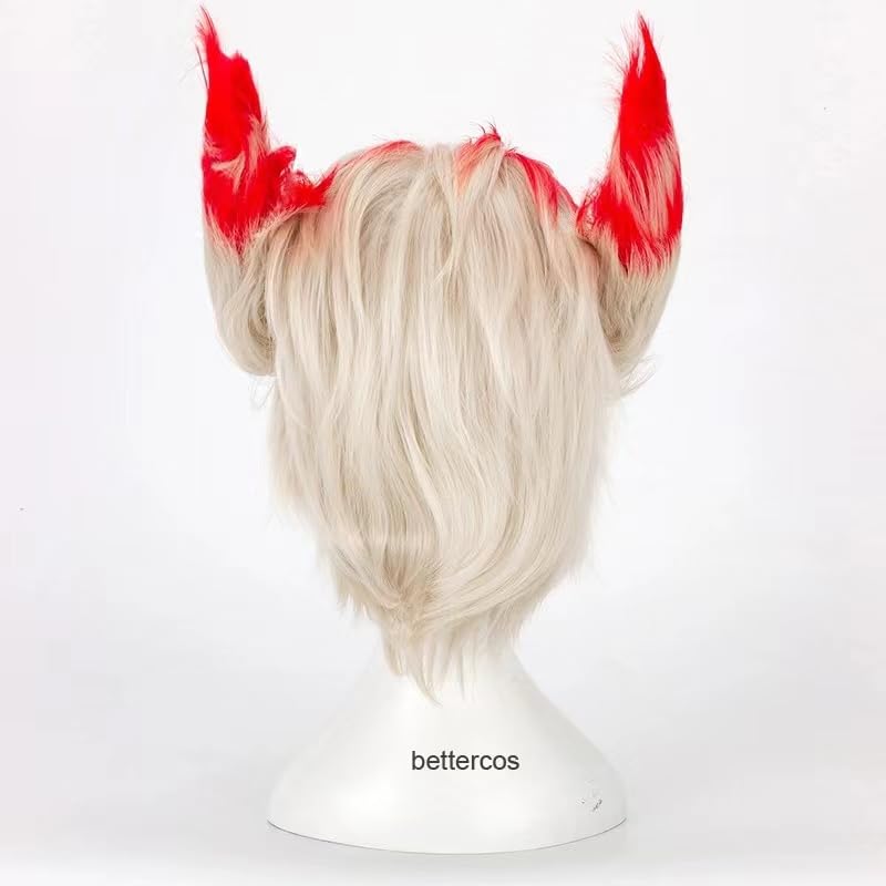 Rakan Men's Silver Mix Red Cosplay Wig Hair Role Play Halloween Christmas Costume Comic Convention Heat Resistant Synthetic Wigs+Wig Cap