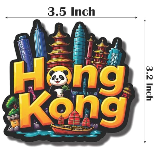Image of CVANU Hong Kong Country Landmark Theme 2pcs MDF Fridge Magnet - Wooden Travel Souvenir Refrigerator Decorative Collectible Magnet