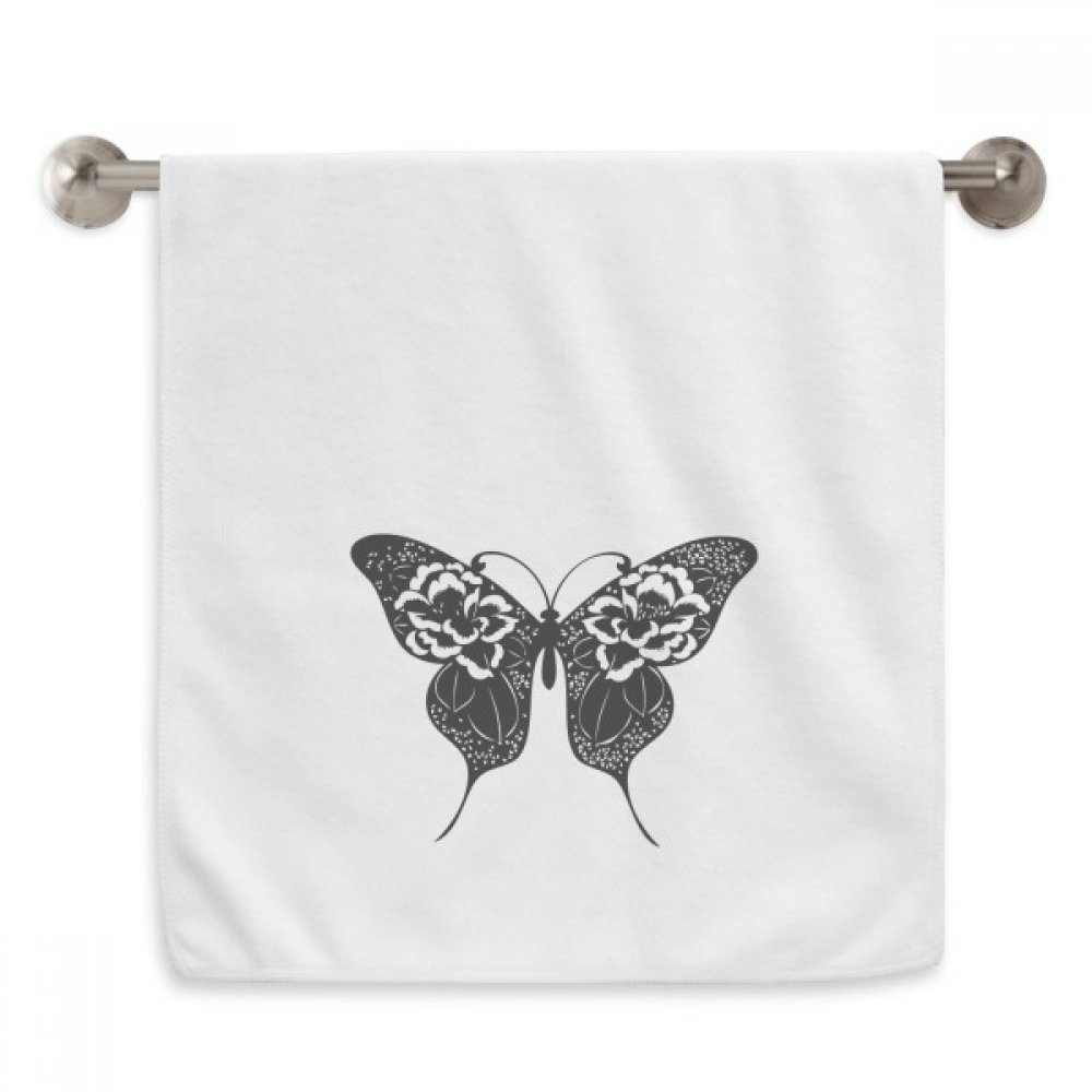Serviette moelleuse papillon rose et blanc pour la toilette quotidienne 13X29 pouces