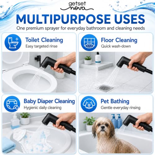 Image of Jet Spray Gun for Toilet | Health Faucet Gun Only | ZeroBlock Anti-Clog Silicone Nozzles | High Pressure Health Faucet | Leak-Proof Stainless Steel Body | Flush Gun for Toilet 1 Year Warranty