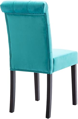 Miniatura 7 de Juego de 4 sillas de comedor tapizadas de terciopelo de madera maciza copetudas, con respaldo alto, sillas Parsons sin brazos para cocina y comedor,