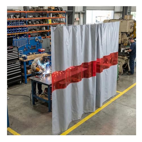 Pantalla de protección para Soldadura, Manta ignífuga con Ventana de visualización, Cortina divisoria Industrial - Panel Resistente al Fuego