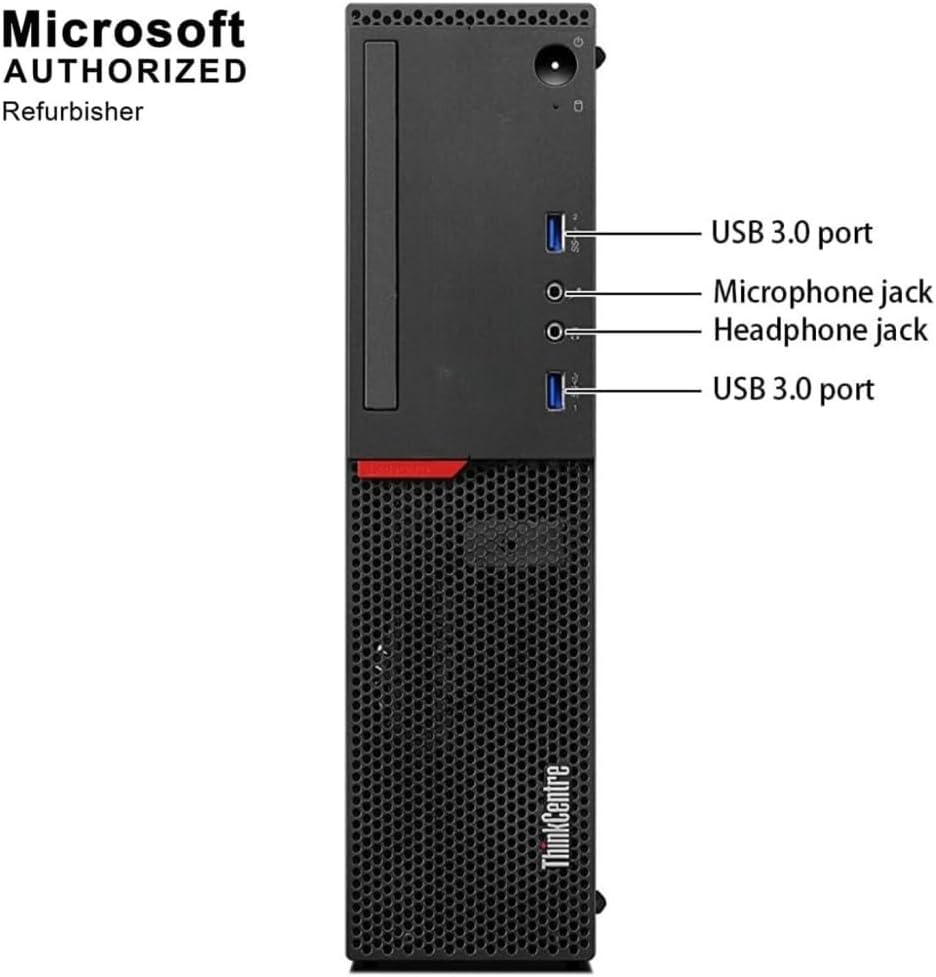 Lenovo ThinkCentre M900 SFF Desktop PC, Intel Core i7-6700, 8GB RAM, 256GB SSD, Keyboard and Mouse, USB WiFi, USB Bluetooth, Windows 11 Professional (Renewed)