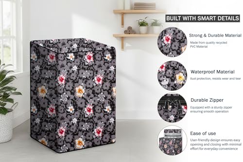 Image of Stylista Top Load Fully Automatic Washing Machine Cover Compatible for IFB 8 kg, 8.5 kg, 9 kg & 9.5 kg, Symmetric Pattern Grey