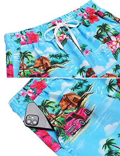Daupanzees Men Swim Trunks Drawstring Board Shorts Elastic Waist Beach Shorts with Pockets3