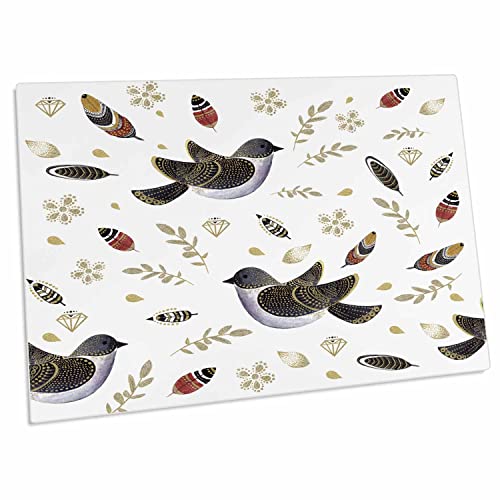 3dRose Birds, Feathers, and Leaves Boho Pattern pad de escritorio