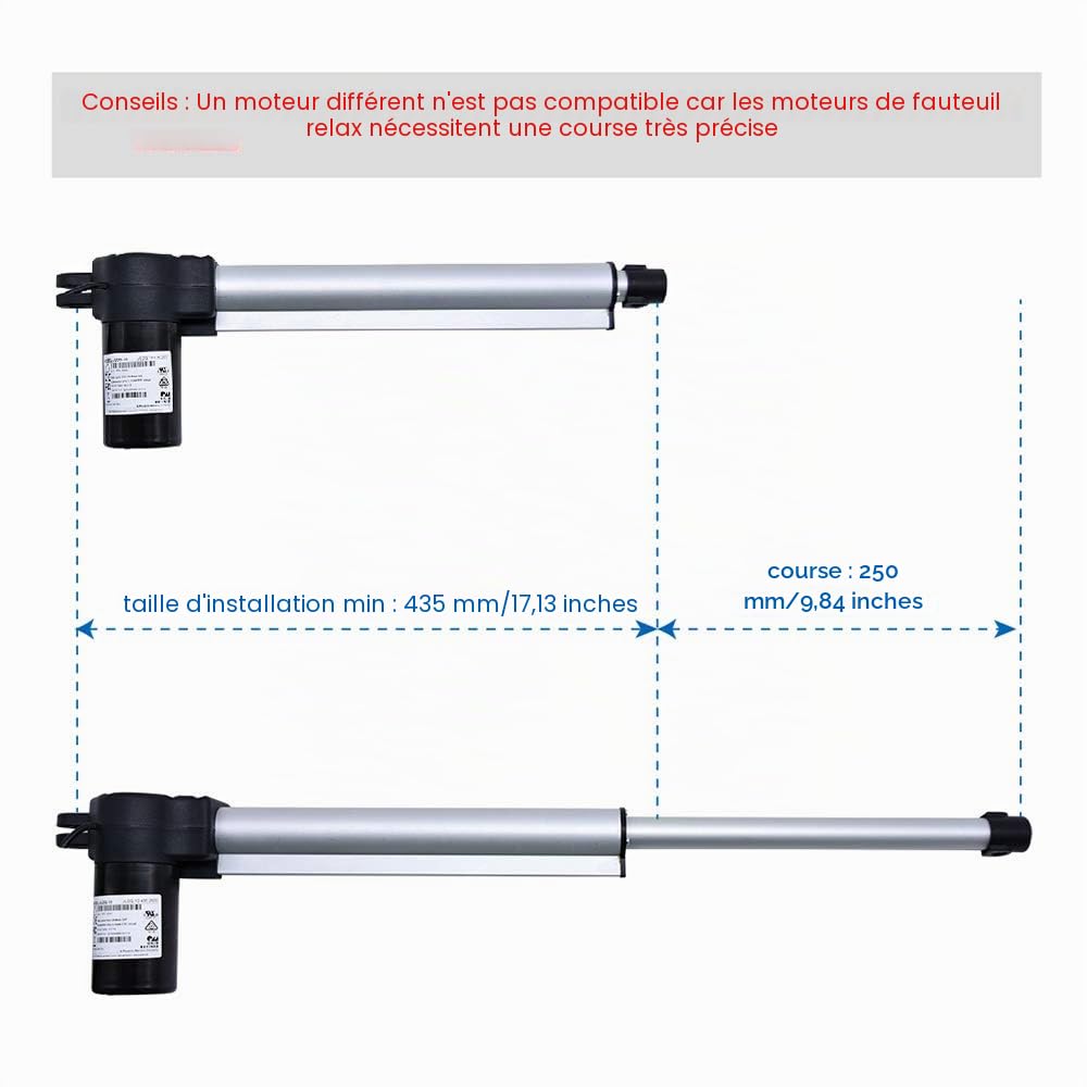 Okin JLDQ-10 Pièce Modèle JLDQ.10.435.250D Actionneur de moteur pour Refined Power Recliner Remplacement