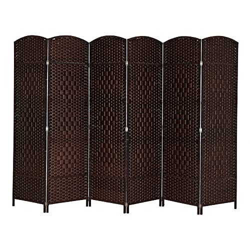 VINGLI 6-Panels Tall Rattan Room Divider, 6 FT Folding Privacy Screen, Indoor Partition Wall...