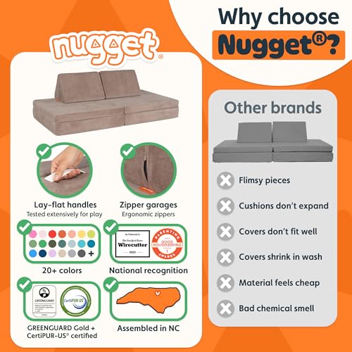 Image of Nugget - The Original Play Couch for Kids - Modular Foam Children's Sofa for Playroom, Imagination, & Creative Open Ended Play - Washable & Convertible Playroom Furniture, Kodiak