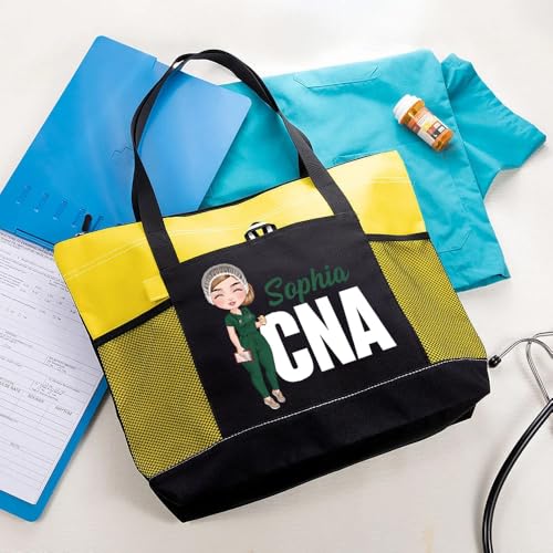Bolso personalizado para enfermera con caricatura y nombre miniatura 3