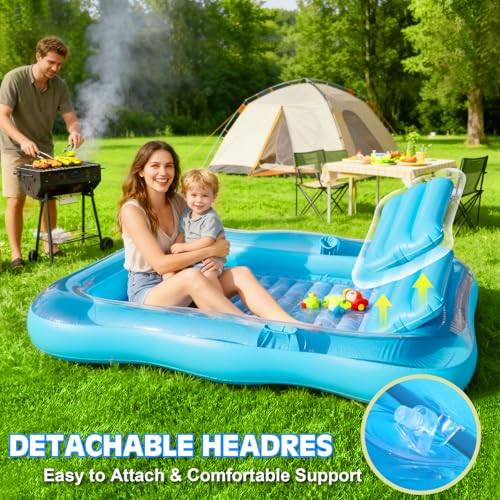 Shinepool Inflatable Tanning Pool Lounger, 71"x48" Tanning Bed Pool Floats w/Pillow & Cup Holders, Thicken Sutan Lounge Float for Adults, Blow Up Sunbathing Floatie Raft for Backyard Lake Water Party - image 4