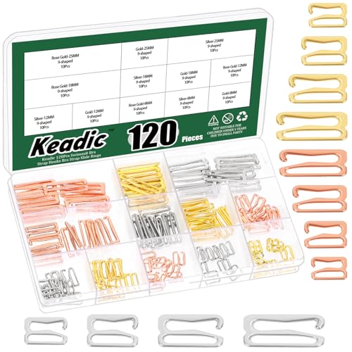 Keadic Lot de 360 crochets de rechange en alliage de zinc de 4 tailles pour soutien-gorge, crochets...