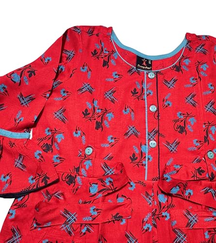 Image of DUMMY SHAPE Feeding Kurtis for Women Cotton Rayon | Floral Pregnancy Anarkali Kurta with Dual Nursing Zippers to Pre & Post Partum | Maternity Dresses | Gifts for Pregnant Woman