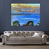 Słynne obrazy sztuka ścienna oprawiona-nocny krajobraz nadruk na płótnie - reprodukcje gotowe do powieszenia-obrazy do salonu dekoracja ścienna 70 x 90 cm 27,5 x 89 cm rama wewnętrzna