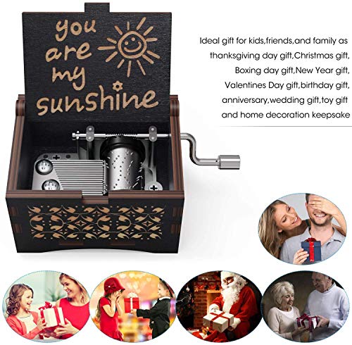 PATPAT ® Wood Harry Potter Music Box Hand Crank Music Box Wooden Handmade Musical Boxes Best Gift for Kids, Friends, Valentine's Day/Wedding Day/Birthday (Multicolor-My Sunshine)