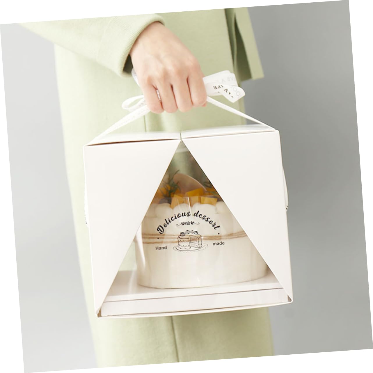 OSOLADY Clear Cake Carrier Box Portable Transparent Bakery Case for Birthday Wedding Shower Delicate Cake Packing Storage Space for Plates and Forks