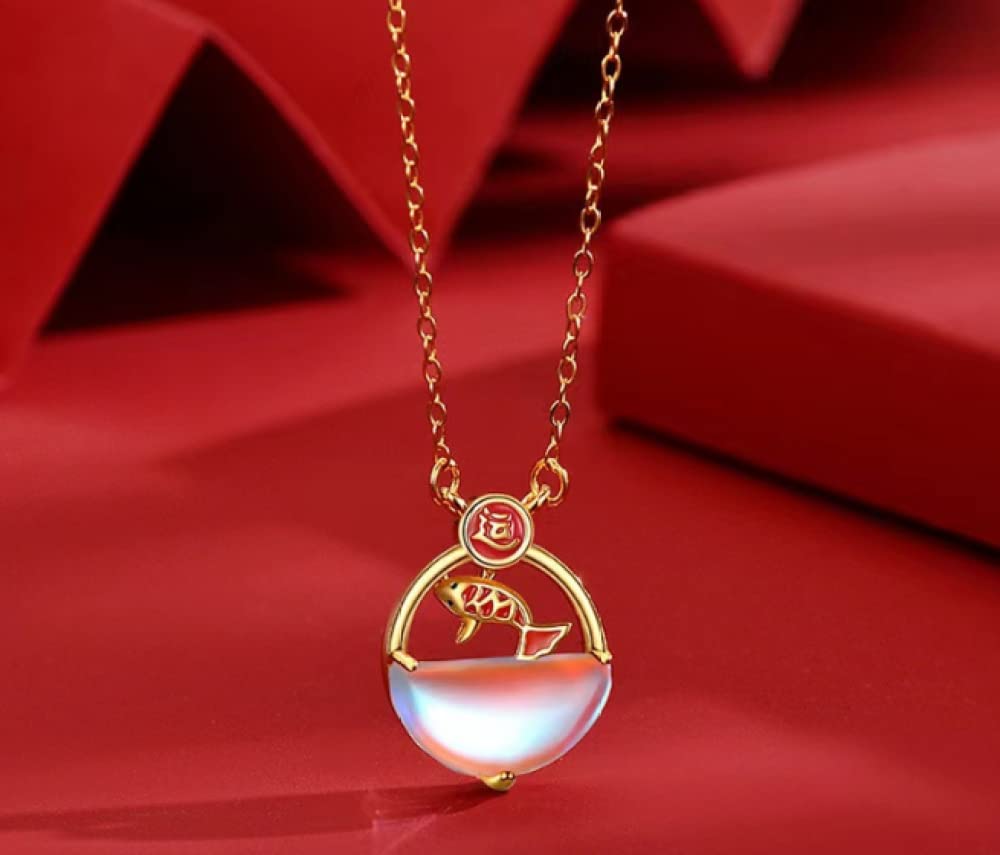 collar, Sterling S925 Plata de Ley China Carpa la Suerte Gargantilla