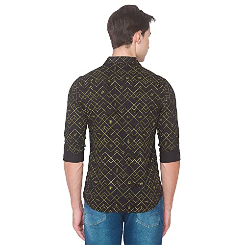 Image of Spykar Men's Regular Fit Flat Collar Full Sleeve Printed Casual Shirts