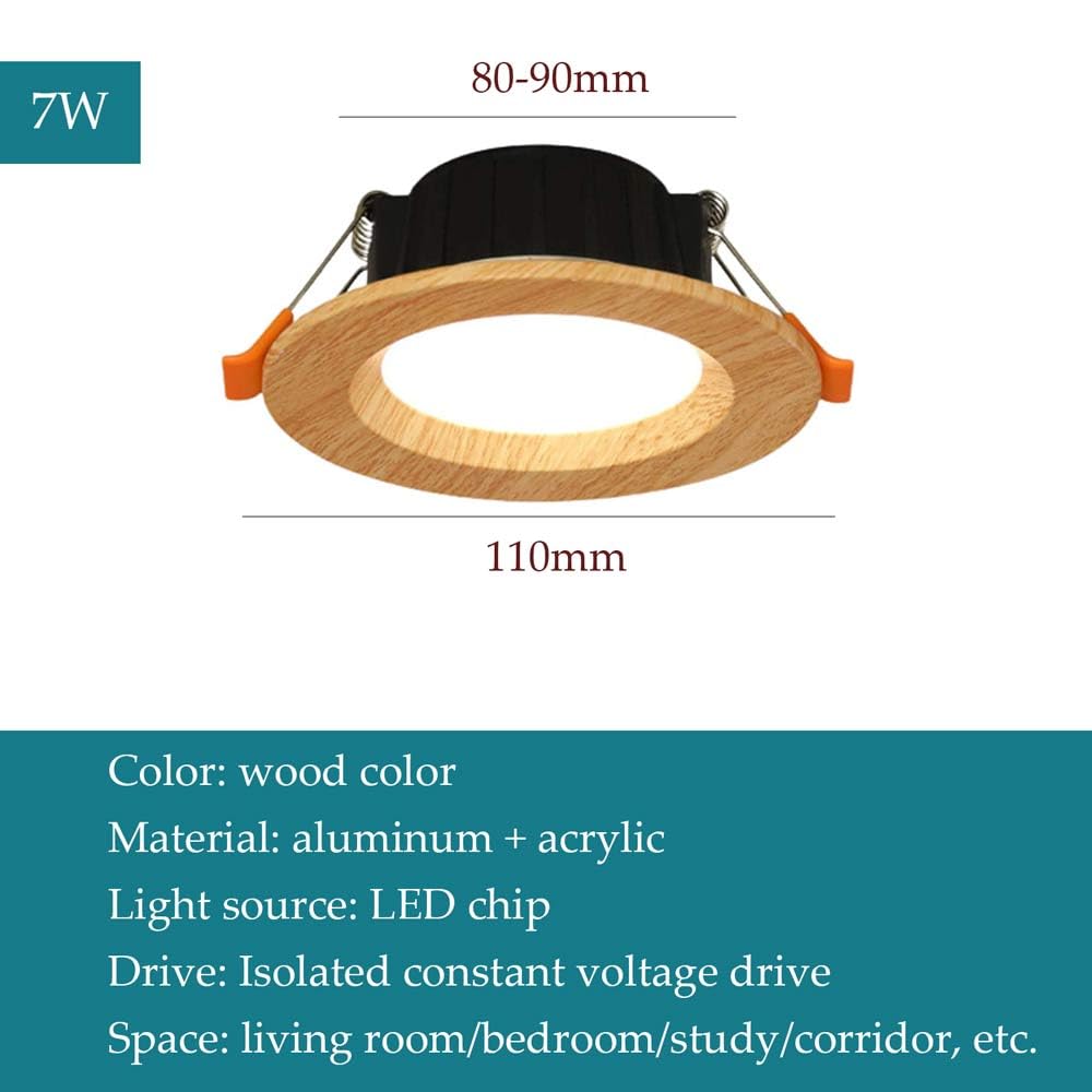 Confezione da 11 Faretti da Incasso Rotondi Color Legno Retrofit LED Kit di Illuminazione A Incasso LED Finitura con Deflettore in Alluminio per Uso Commerciale E Domestico