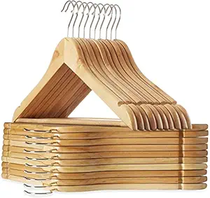 OM KRAFT SALEs Extra Strong Cherry Wooden Suit Hangers, Solid Wood Coat Hangers Suit Hangers - Premium Wood Swivel Hook for Dress Clothes, Coats, Jackets, Pants, Shirts, Skirts (50)