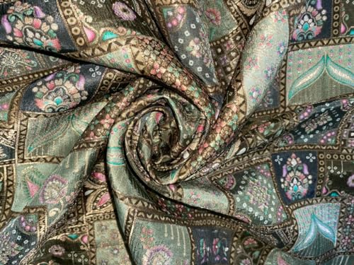 Tissu brocart de soie multicolore de 111,8 cm de large - Référence BRO902 pour création textile