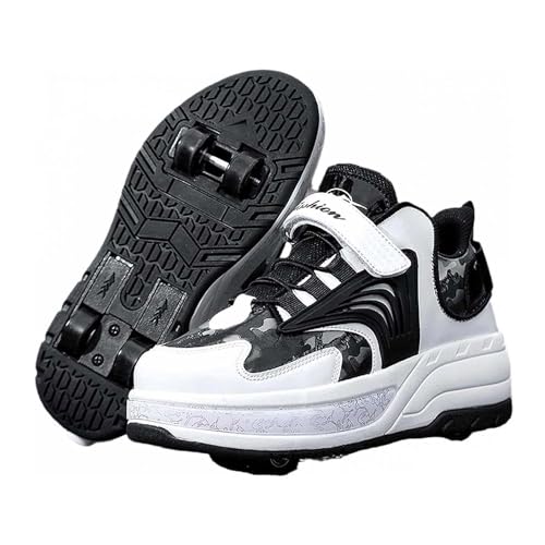 Shoes with Wheelsfor Boys Girls,Retractable Technical Skateboard Shoes, Sports Shoes,4 Wheels Roller Skates, 2 in 1 Multi-Purpose Children's Shoes Gift -A||32 EU