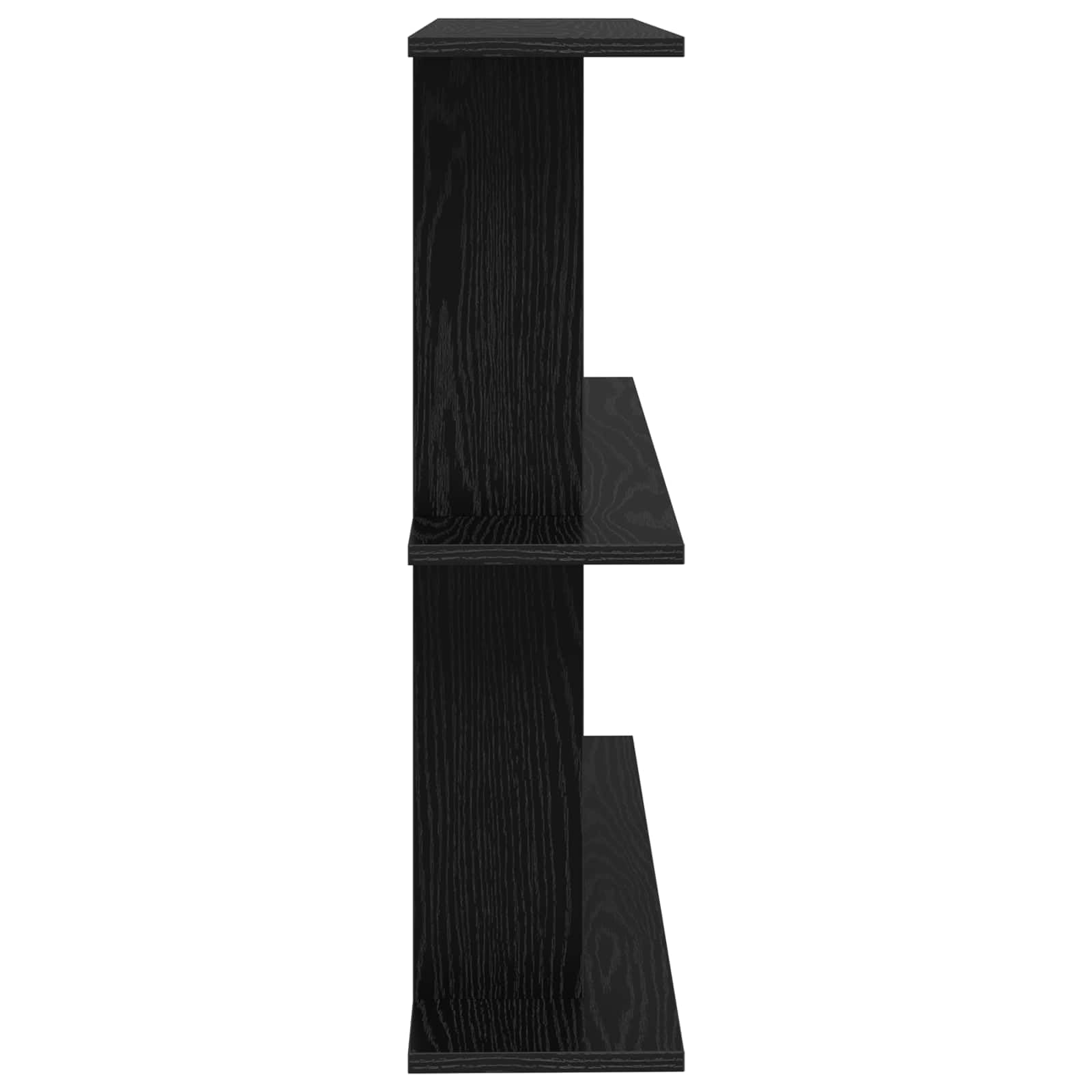 Wandregal Wandhalterung Schwarz aus Holzwerkstoff 80 x 20 x 75 cm mit viel Stauraum, platzsparend und stabil, ideal für Wohnzimmer, Schlafzimmer, Küche und Büro