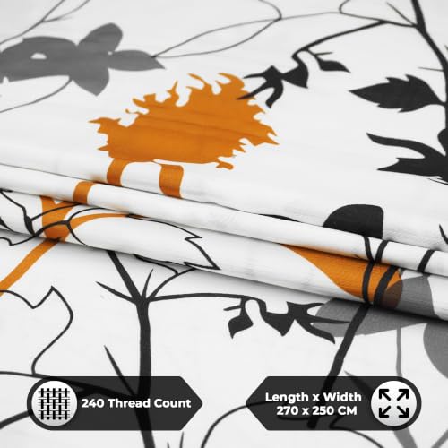 Image of Story@Home King Size Air Cotton Bedsheet 240 TC Flat Sheet with 2 Pillow Covers, Soft & Durable Bed Sheet for King Bed (250 x 270 cm, Floral Print, White)