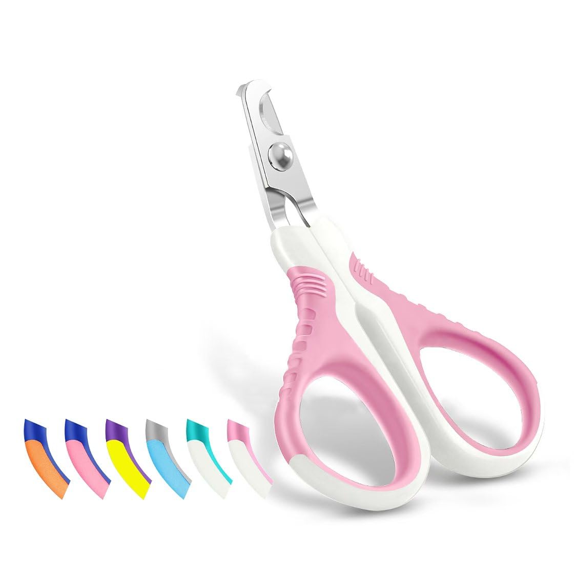 WePet Pet Nail Clippers U07.1, Professional Claw Trimmer, Bended Scissor Special for Cats, Kittens, Dogs, Puppies, Small Animals, White/Thulian Pink