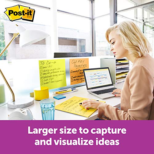 Post-it Super Sticky Big Notes, 28 cm x 28 cm, 1 bloco, 2X The Sticking Power, Laranja Neon (BN11O)