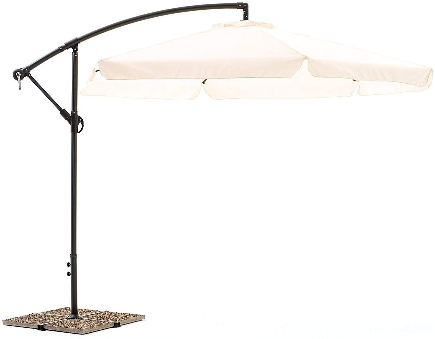 Mediawave Store - Ombrellone Decentrato 3x3 Colore ECRU' Modello a Banana con Frangia, Ombrellone Rotondo da Giardino, Da Esterno Arredo Piscina, Gazebo, Terrazze, Bar, Hotel, Balconi