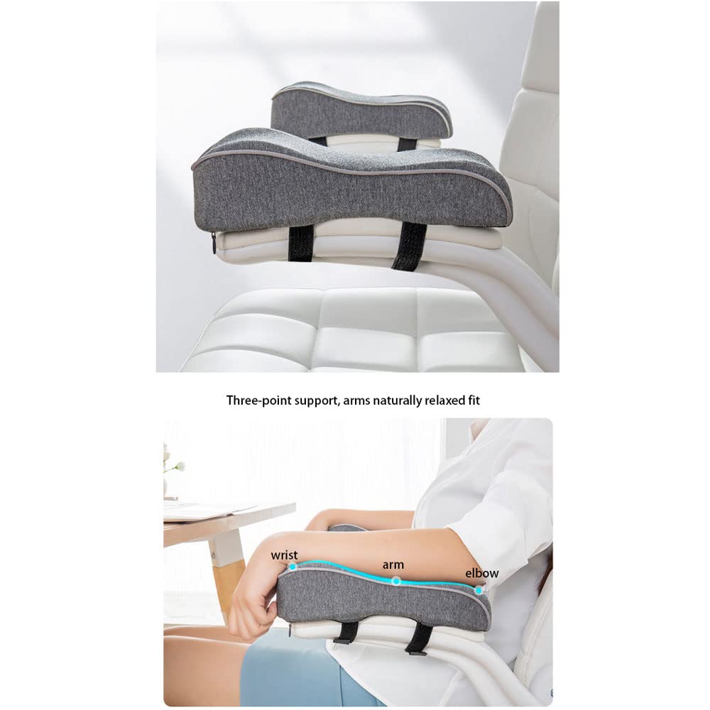 CCXXYGWJ Juego de 2 Cojines ergonómicos para reposabrazos de Espuma viscoelástica para sillas de Oficina, Color Gris, para aliviar la presión de los antebrazos
