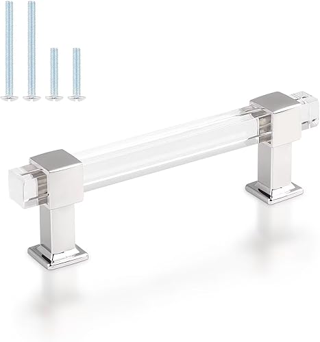 Miniatura 8 de knobelite Paquete de 10 manijas de gabinete de cocina con centro de agujero de 5 pulgadas, tiradores modernos para cajones con tubo acrílico