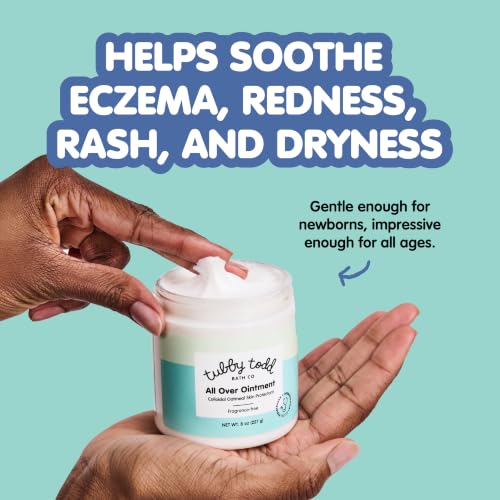 Image of Tubby Todd All Over Ointment, Baby Eczema Cream for Sensitive Skin | Multi-Purpose Baby Skin Relief Cream for Dry Skin, Steroid & Gluten Free, 8 oz,1 Pack, Fragrance Free