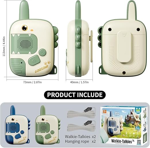 Wonder Digital Toys for 3-12 Year Old Girls Boys,2 Pack Cute Dinosaur Walkie Talkies with Wearable Lanyard for Outdoor Camping,Birthday Gifts for 4 5 6 7 8 9 Year Old Kids,Christmas - Image 6 thumbnail