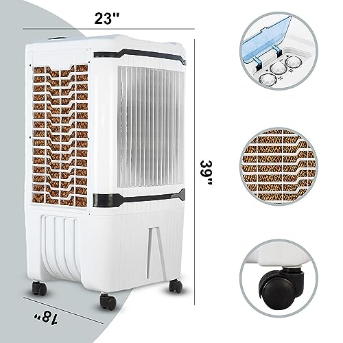 Image of 70 L Personal Air Cooler with Anti Bacterial Honeycomb Pads, Powerful Air Throw, Auto Swing, Low Power Consumption - White /Black (SPITI 70L)