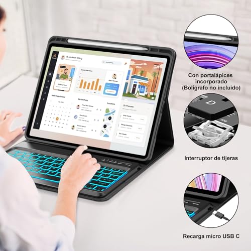 Teclado para Redmi Pad Pro 12.1 Ñ funda con teclado retroiluminado Poco Pad 6