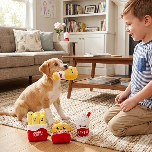 Image of JOYIN 4 Pcs Emotional Support Plushies, Fast Food Plush Stuffed Toys Set, Anxiety Relief Toys, Burger Fries Chicken Nuggets & Milkshake Plushies, for Friends Women Kids