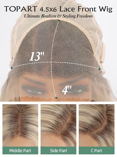 Image of 13 * 4 HD Glueless Human Hair Ombre Mixed Blonde Lace Front Wigs for White Women Straight Wig Pre Plucked 180% Density Transparent (16inch)